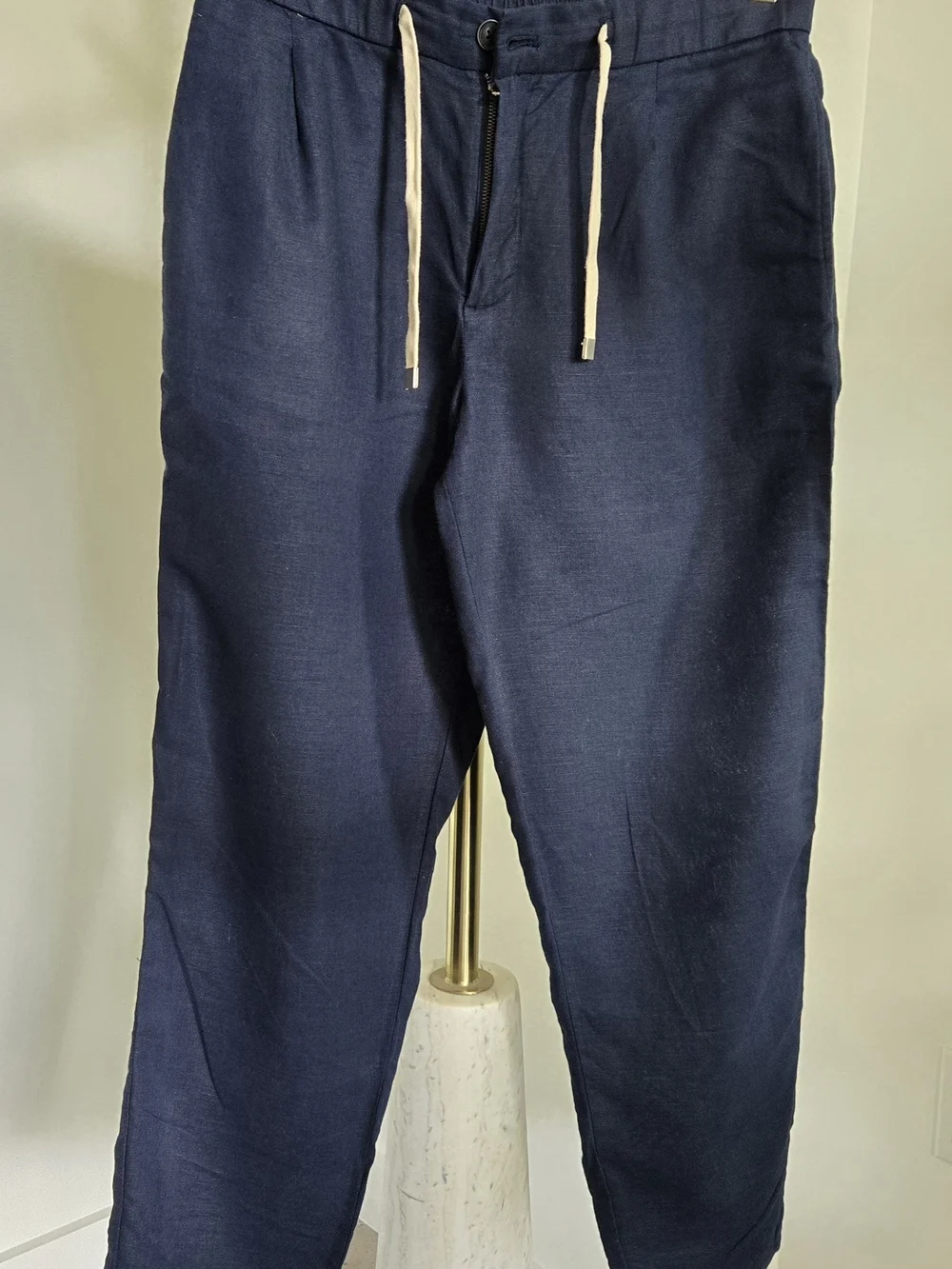 Mango Navy Drawstring Cropped Pants
